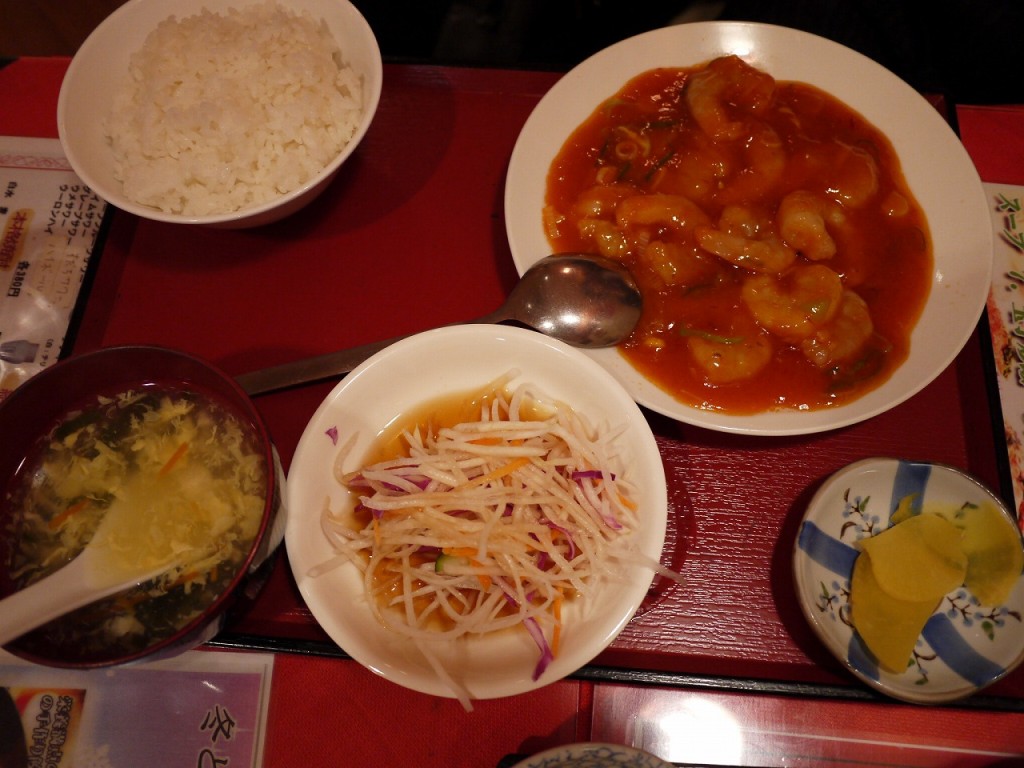 王ちゃんの中華 酢豚と、エビチリ定食