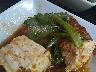 トマトと豆腐、春菊のサラダ　コチュジャンドレッシング